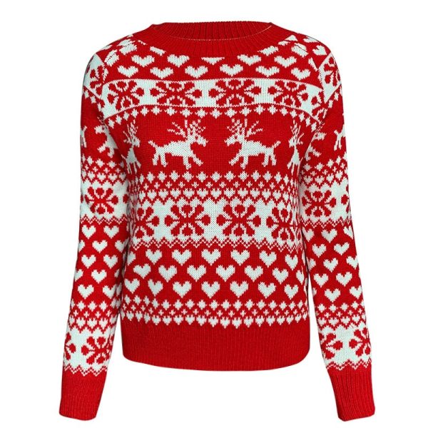 Women's Christmas Elk Long Sleeve Knitted Sweater