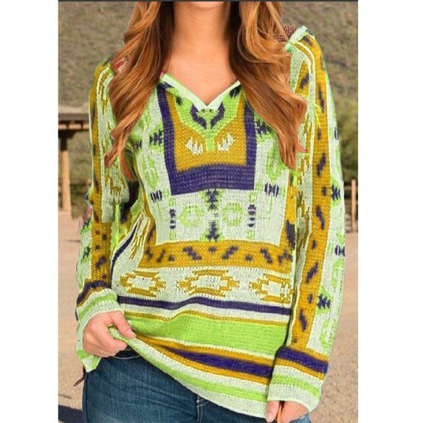 Women's Ethnic Style Hooded Sweater